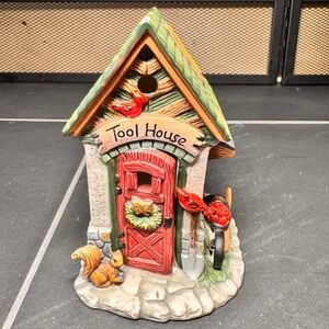VTG Y2K Santa's Workbench Christmas Village-TOOL HOUSE Ceramic Holiday Decor